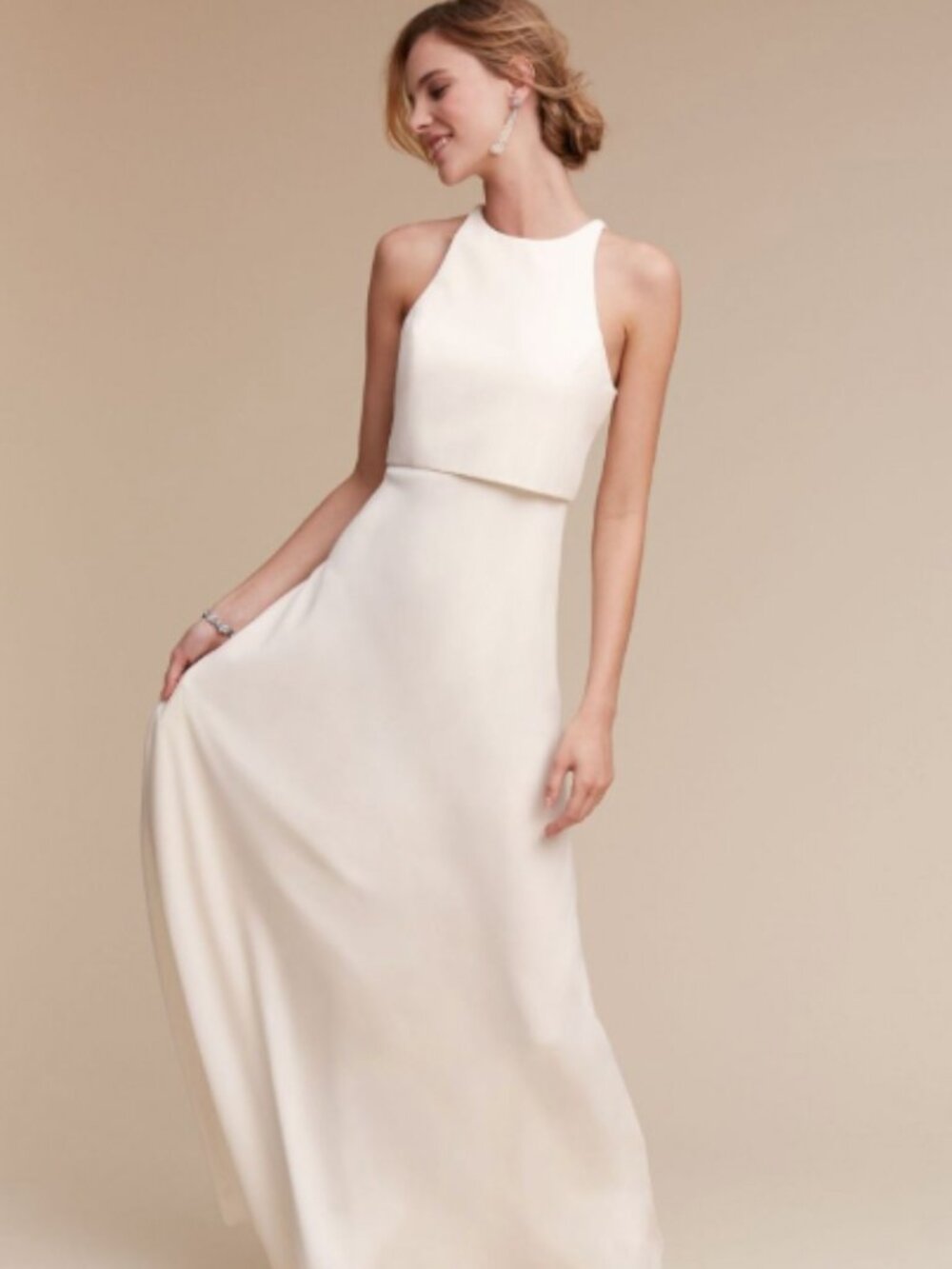 BHLDN Jill Stuart Iva Crepe Maxi (2) in Ivory NWT